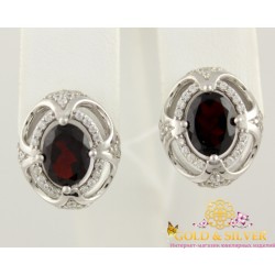 Серебряные серьги с гранатом Восточная сказка 2472/9р
